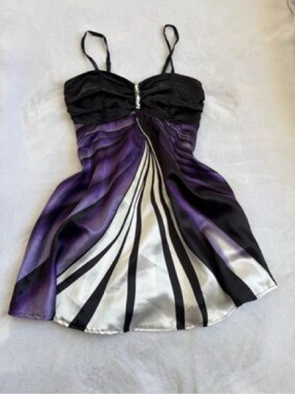 Black and Purple Spaghetti-Strap Dress